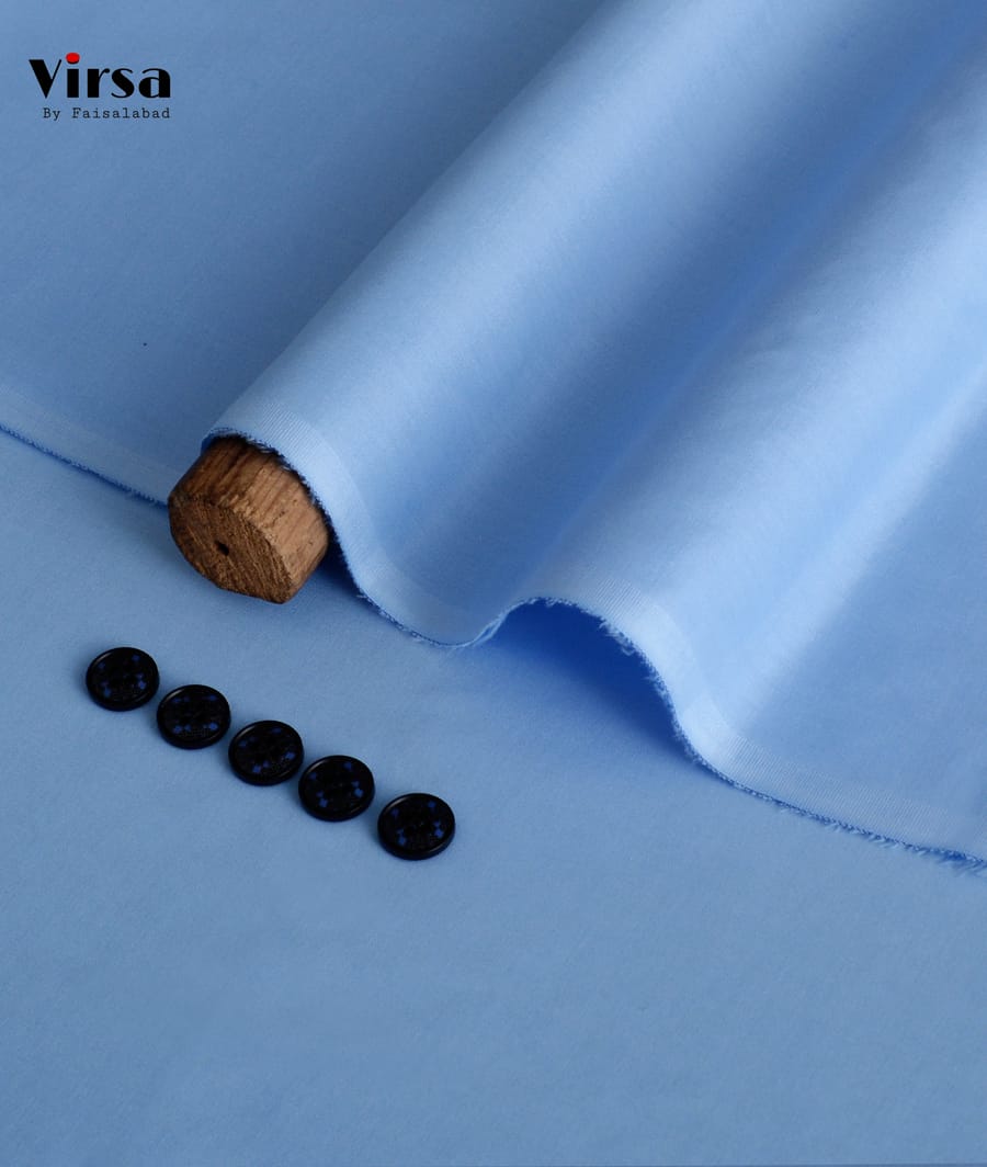 Premium Sky Blue Boski Fabric – Unstitched Summer Suit | Virsa by Faisalabad