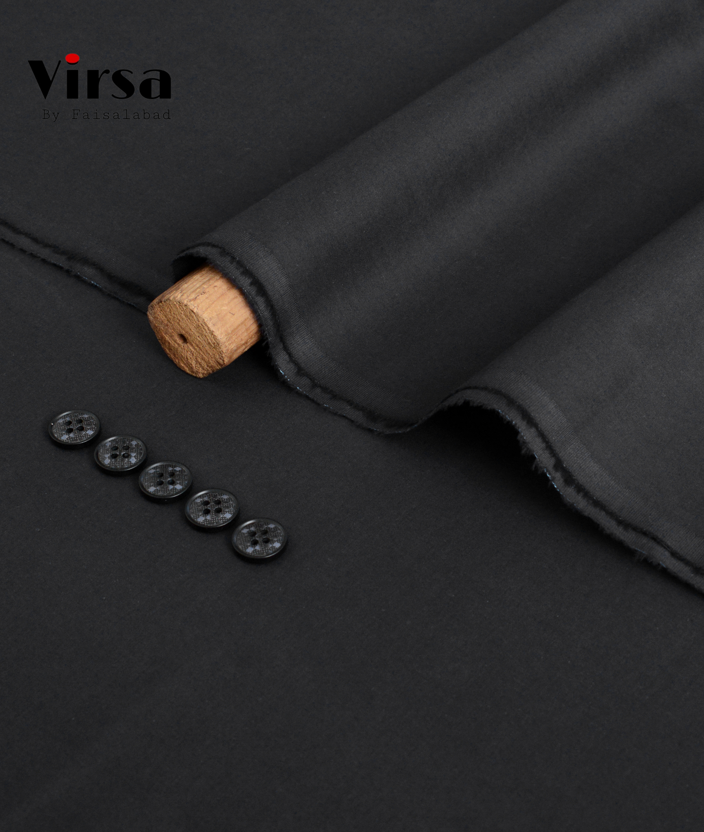 Premium Black Boski Fabric – Unstitched Summer Suit | Virsa by Faisalabad