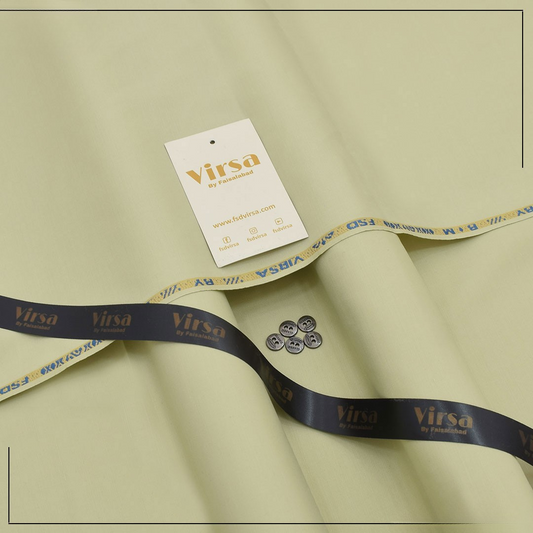 Fabric with 'Virsa' branding on a beige background