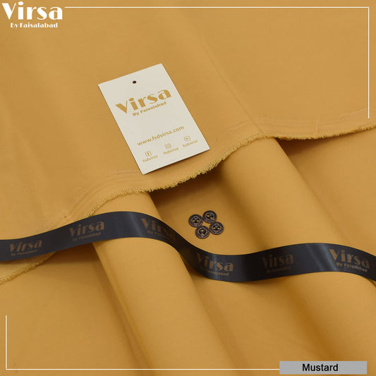 Mustard fabric with Virsa label and branding
