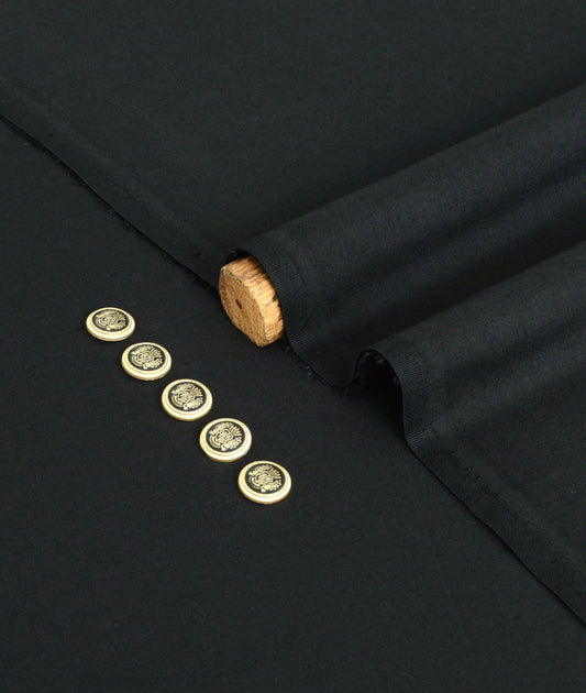 Jet Black Stiff Cotton Fabric – Premium Unstitched Suit Material | Virsa by Faisalabad