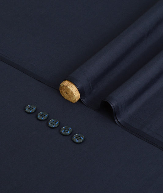 Navy Kaptan Blue Cotton Fabric – Premium Unstitched Suit Material | Virsa by Faisalabad