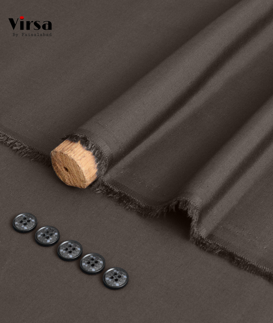 Premium Choco Brown Boski Fabric – Unstitched Summer Suit | Virsa by Faisalabad