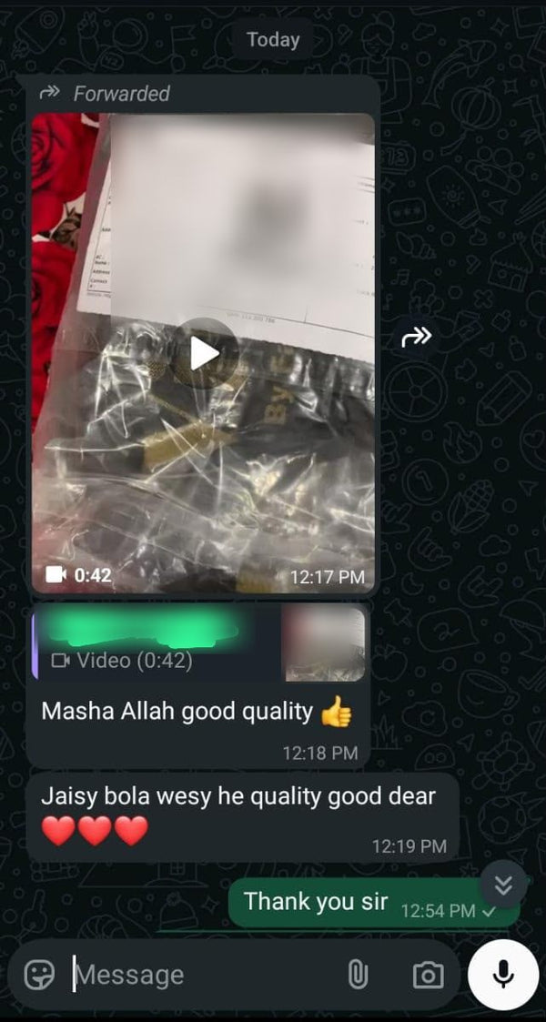 Virsa customer WhatsApp chat: Masha Allah good quality